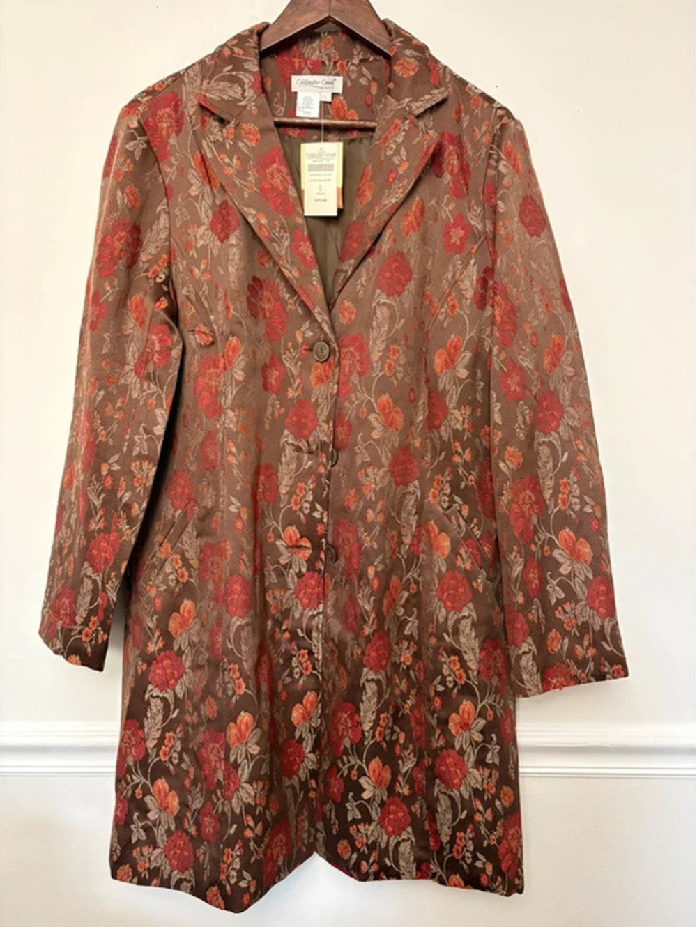 NWT Coldwater Creek Autumn Floral Tapestry Duster Coat Size Large